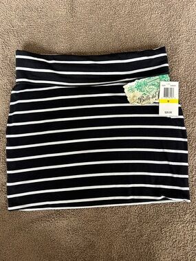 Belle Du Jour Black & White Horizontal Stripe Mini Skirt